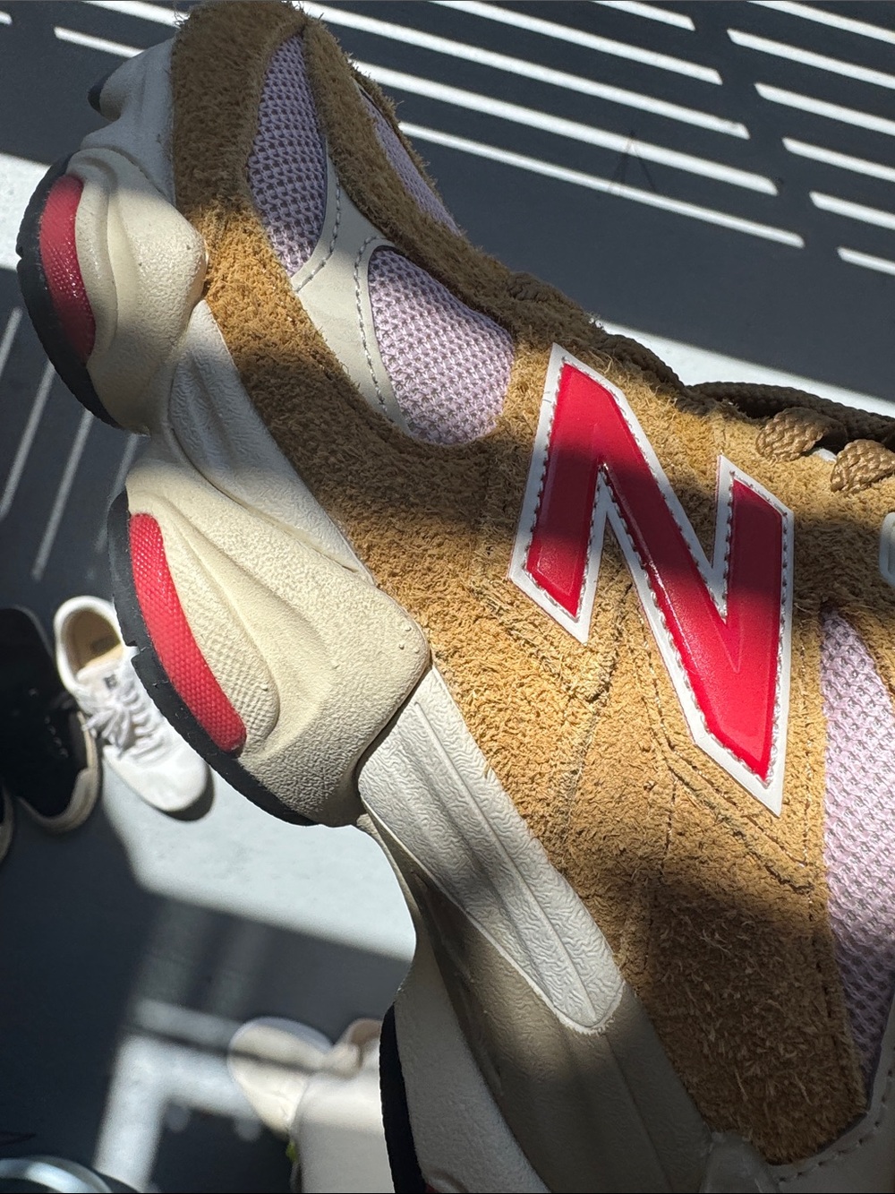 New Balance 9060 Pink & Tan Sneakers - Lace-Up Athletic Shoes